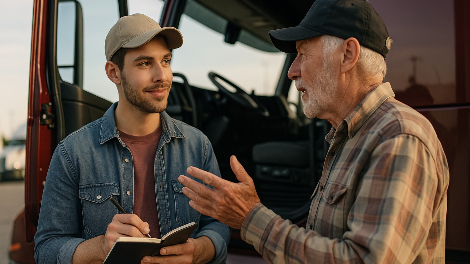сленг американских дальнобойщиков — новичок с блокнотом у трака